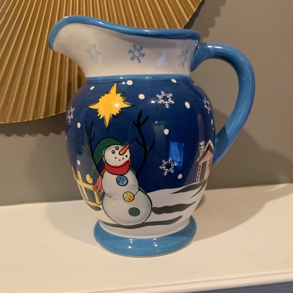 Home Lifestyles 1/2 gallon ceramic snow man pitcher